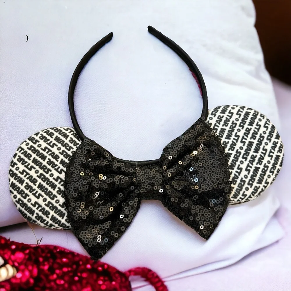 Star Wars Inspired Sequin Mouse Ears Headband, Darth Vader, Stormtrooper, NEW